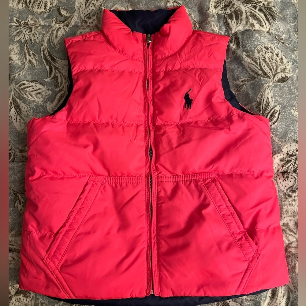 Polo Ralph Lauren girls puffer vest reversible size 6 Pink blue